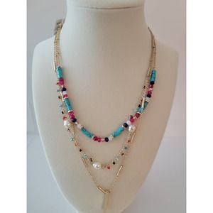 FINAL PRICE! Lonna & Lilly Multi Tiered Necklace Teal and Gold